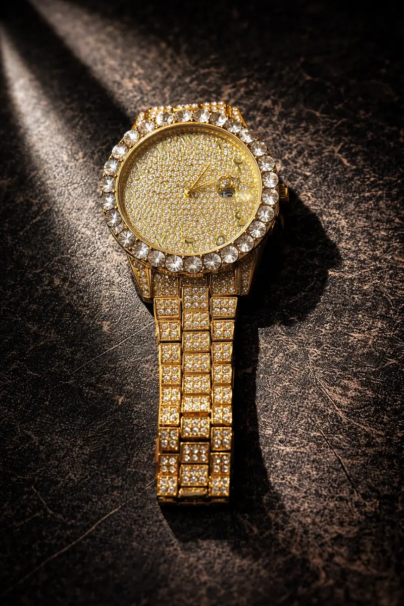 Khrist Golden Analog Stone Studded Watches for Women - Image 2 in Pune